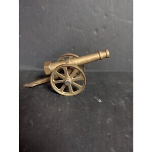 Vintage Parker Brass Toy Cannon Wheels Battlefield Pull behind HEAVY Miniature